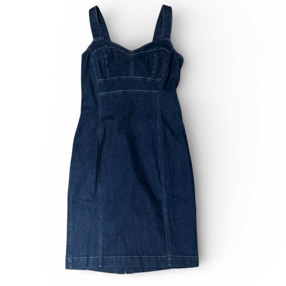 White House Black Market Denim Zip Front Corset Dress NWT Size 0